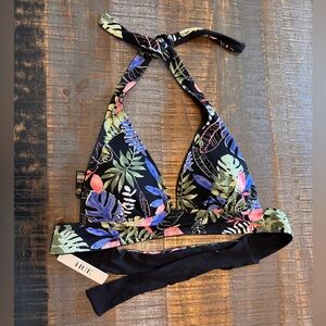 NWT HUE Women's Swim Separates Reversible Halter Bikini Top Size Medium